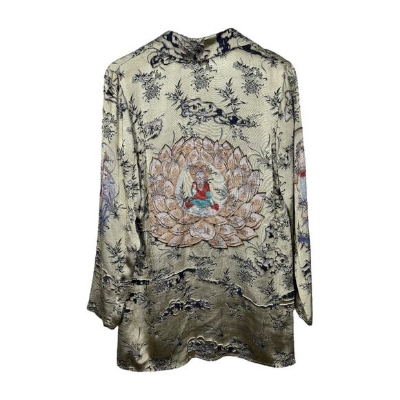 Vintage Citron Santa Monica Silk Blend Asian Art To Wear Jacket Small Lagenlook - Picture 3 of 7